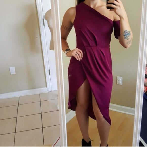 Asos | One Shoulder Fit and Flare Tulip Hem Dress - Picture 1 of 7